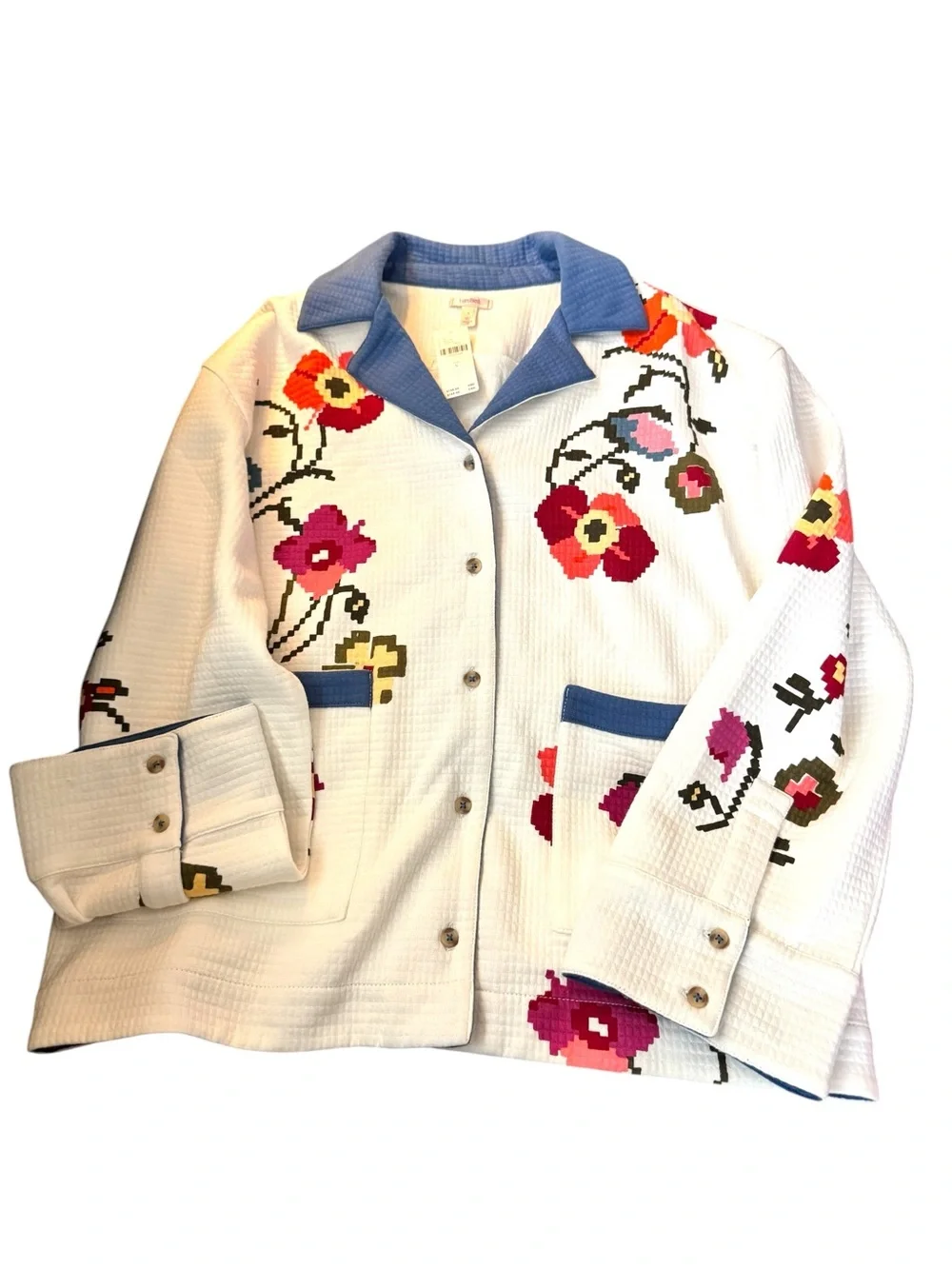 By Anthropologie Qu ilted Pajama Top | Button Down | Sz S |‎ NWT | $148 MSRP